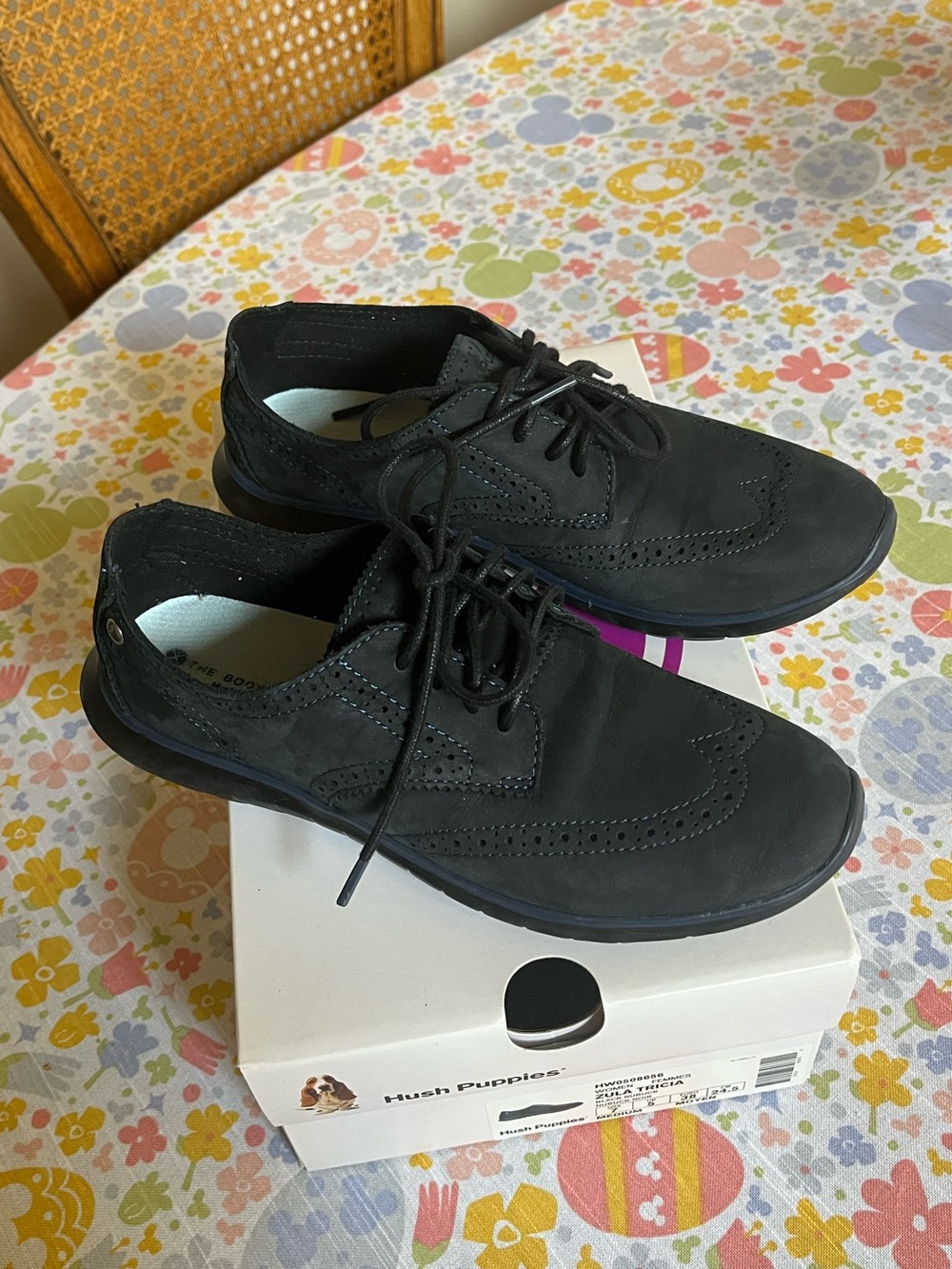Hush Puppies Men's Black Wingtip Derby Oxfords